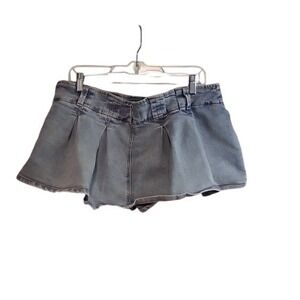 Almost Famous Womens Light Wash Pleated Denim Skort Blue Size L Side Zip Y2K